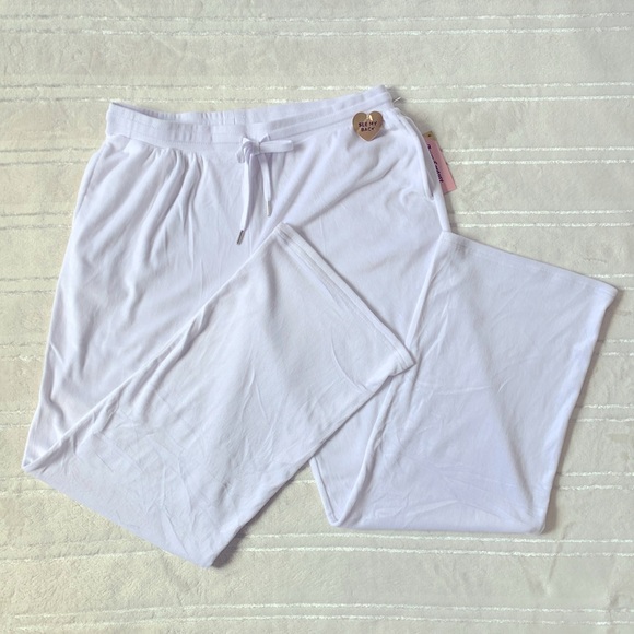 Juicy Couture White Velour Wide Leg Drawstring Pants with side pockets - Picture 6 of 7